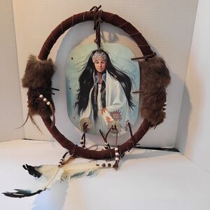 𝅺authentic GORGEOUS HANDMADE NATIVE AMERICAN DREAM CATCHER  LEATHER WITH …
